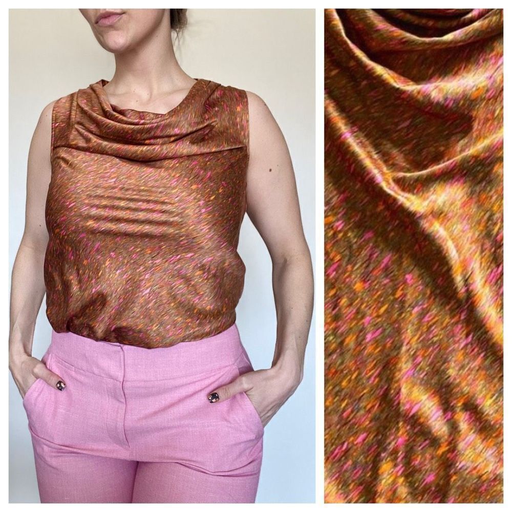 The Limited Sleeveless Blouse Small Bronze Orange Pink Top Colorful